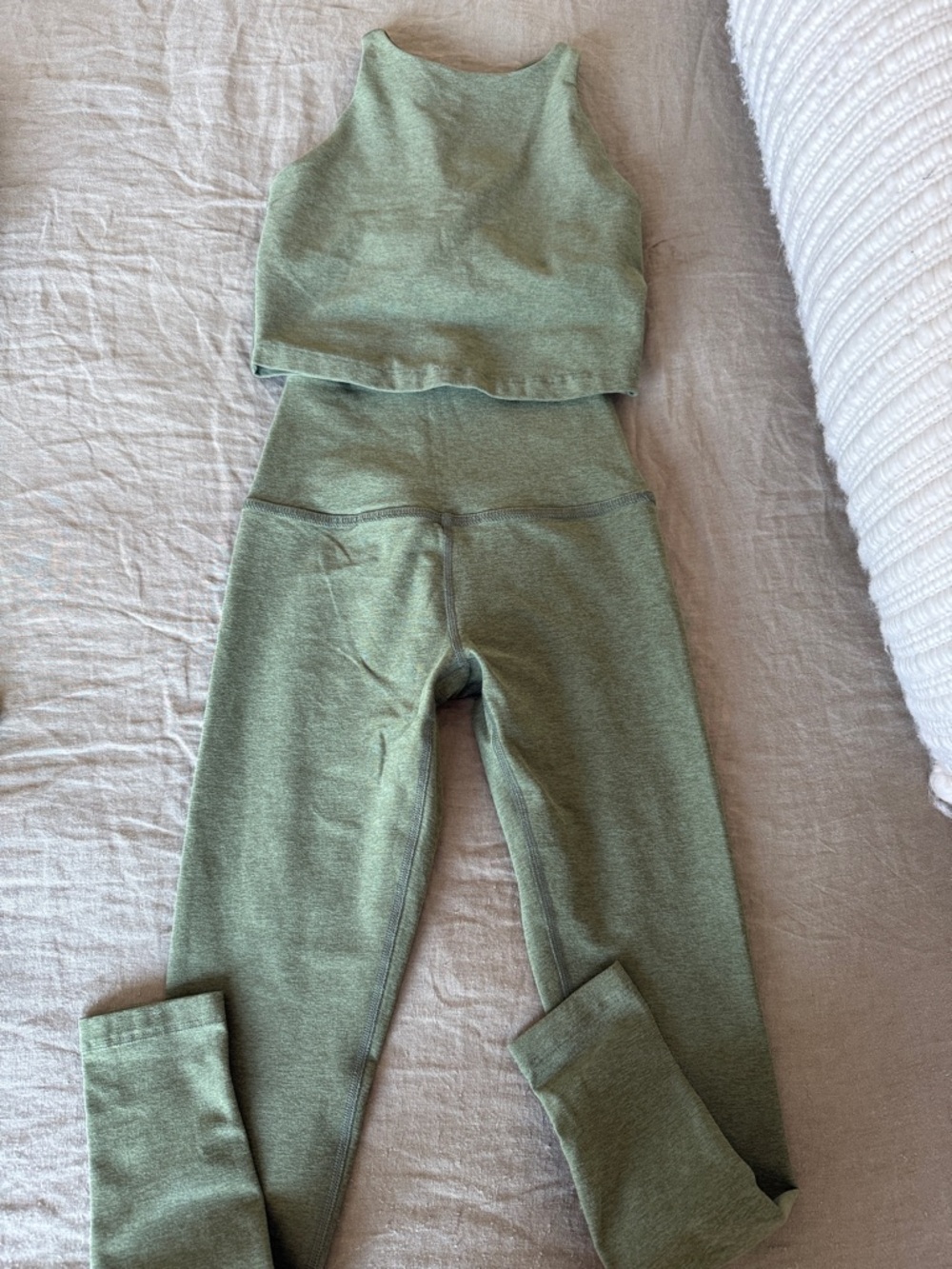Beyond Yoga Olive Green High-Waist Leggings & Crop Tank Set NEW